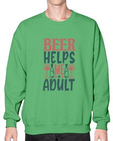beer helps me adult 646# - beer- Sweatshirt - Crew