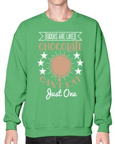 books are like chocolate cant eat just one 57# - chocolate- Sweatshirt - Crew