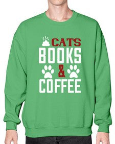 cats books and coffee Style 38# - cats- Sweatshirt - Crew