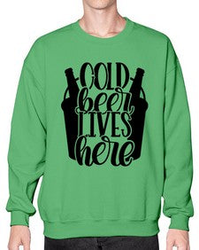 cold beer lives here 872# - beer- Sweatshirt - Crew