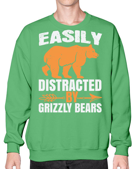 easily distracted by grizzly bears 107# - bears - animals- Sweatshirt - Crew