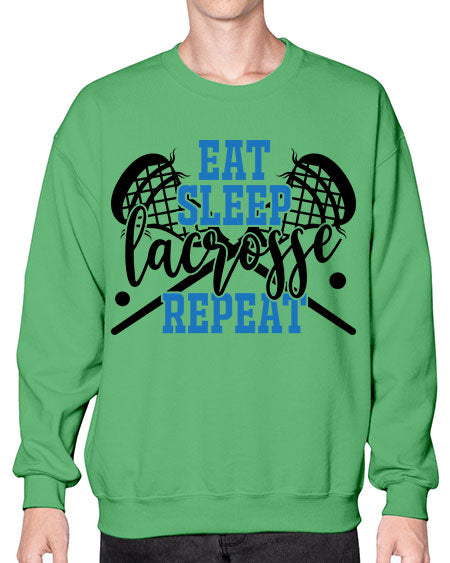 eat sleep lacrosse repeat 15# - lacrosse- Sweatshirt - Crew