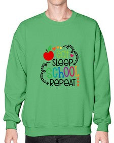 eat sleep school repeat 45# - general school- Sweatshirt - Crew