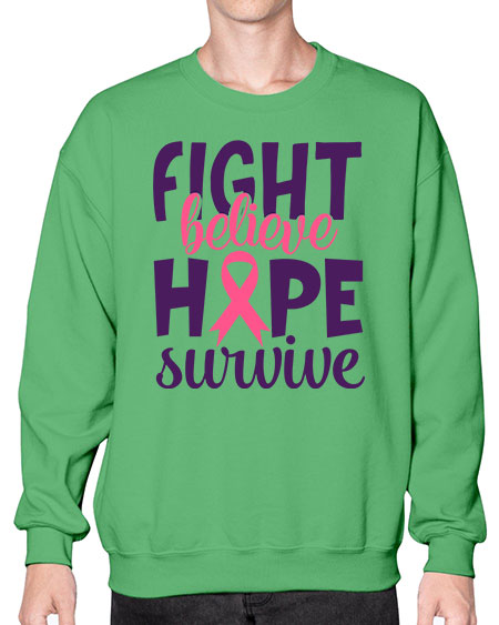fight believe hope survive Style 13# - breast cancer- Sweatshirt - Crew