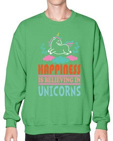 happiness is believing in unicorns 152# - unicorn- Sweatshirt - Crew
