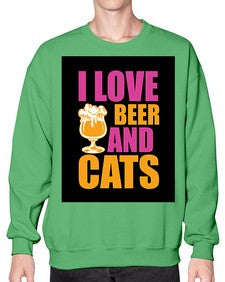 i love beer and cats 1137# - beer- Sweatshirt - Crew