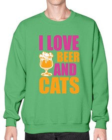 i love beer and cats 1138# - beer- Sweatshirt - Crew