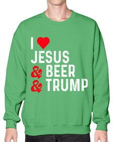 i love jesus beer and trump 1140# - beer- Sweatshirt - Crew