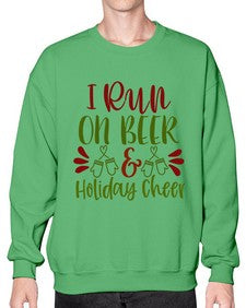 i run on beer holiday cheer 1160# - beer- Sweatshirt - Crew