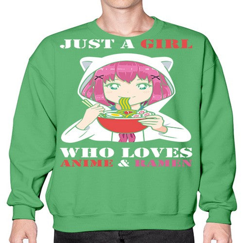 just a girl who loves anime and ramen258# - anime- Sweatshirt - Crew