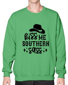 kiss me southern sass 711# - western- Sweatshirt - Crew