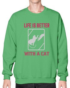 life is better with a cat Style 63# - cats- Sweatshirt - Crew