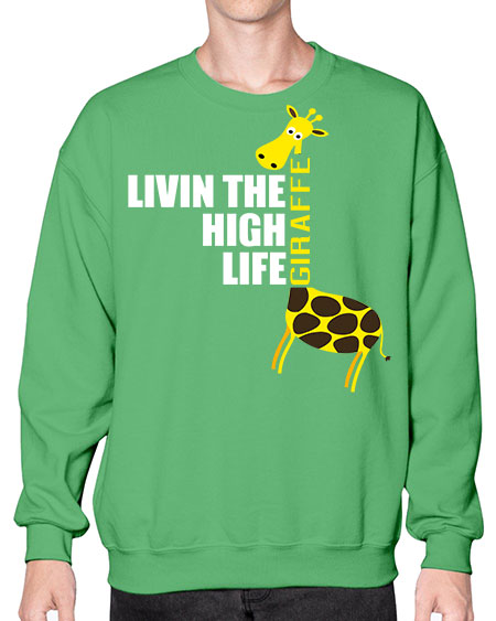 living the high life giraffe - giraffee- Sweatshirt - Crew