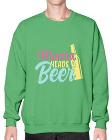 mama heads a beer 324# - beer- Sweatshirt - Crew