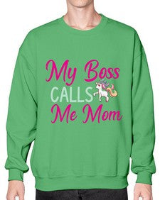 my boss calls me mom 313# - unicorn- Sweatshirt - Crew