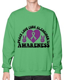 peace love cure alzheimer s awareness 206# - alzheimers- Sweatshirt - Crew