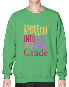 rollin into third grade 782# - third grade- Sweatshirt - Crew