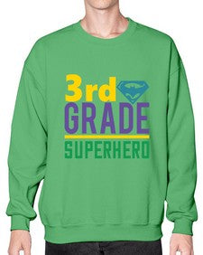 third Grade Superhero 976# - third grade- Sweatshirt - Crew