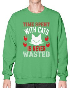 time spend with cat is never wasted Style 120# - cats- Sweatshirt - Crew