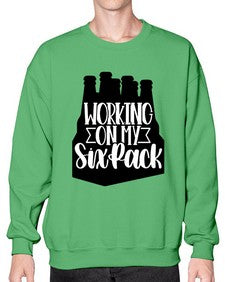 working on my six pack 1789# - beer- Sweatshirt - Crew