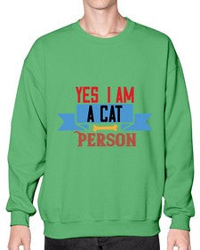 yes i am acat person Style 123# - cats- Sweatshirt - Crew
