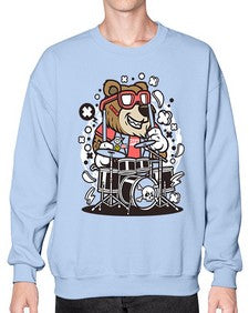 Bear drummer 14# - cartoon animals- Sweatshirt - Crew