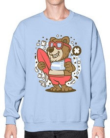 Bear surfing 17# - cartoon animals- Sweatshirt - Crew