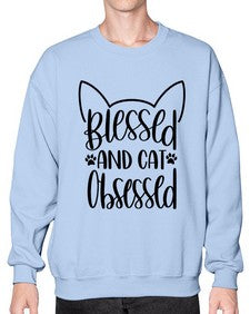 Blessed And Cat Obsessed Style 79# - cats- Sweatshirt - Crew