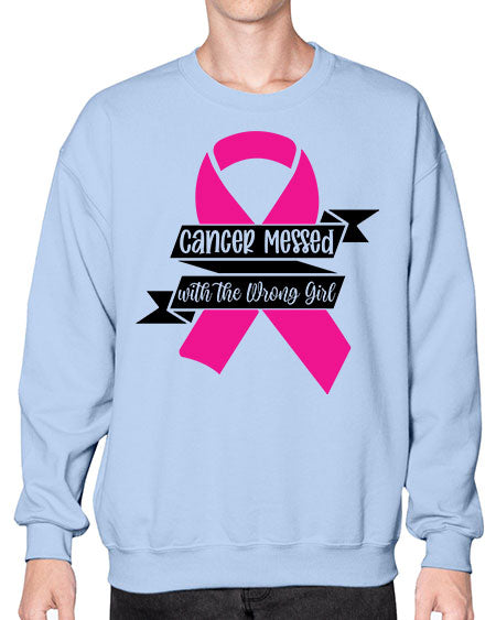 Cancer Messed with the Wrong Girl 30# - breast cancer- Sweatshirt - Crew