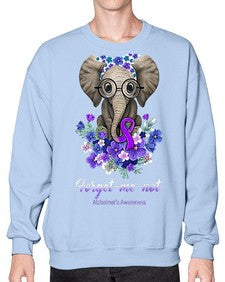 Forget me not Alzheimers Awareness Elephant Flower 150# - alzheimers- Sweatshirt - Crew