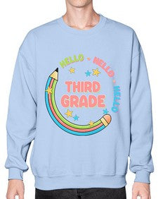 Hello third Grade Pencil 346# - third grade- Sweatshirt - Crew
