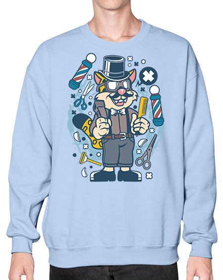 Hipster Barber Leopard836# - barber- Sweatshirt - Crew