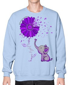Hope Fight Cure Elephant Alzheimers Purple Ribbon 161# - alzheimers- Sweatshirt - Crew