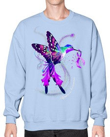 Hummingbird Holding Purple Ribbon Alzheimers Awareness 166# - alzheimers- Sweatshirt - Crew