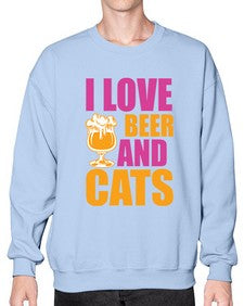 I Love Beer And Cats - cats- Sweatshirt - Crew