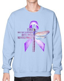 I Will Never Forge Alzheimer Awareness 179# - alzheimers- Sweatshirt - Crew