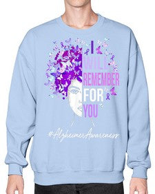 I Will Remember For You Alzheimer Awareness Womens Butterfly 180# - alzheimers- Sweatshirt - Crew