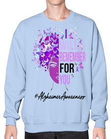 I Will Remember For You Alzheimer Awareness Womens Butterfly 181# - alzheimers- Sweatshirt - Crew