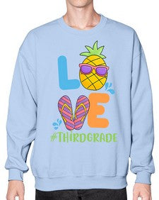 LOVE third Grade Summer Pineapple 527# - third grade- Sweatshirt - Crew
