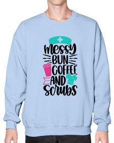 Messy Bun Coffee And Style Style 1097# - nurse- Sweatshirt - Crew