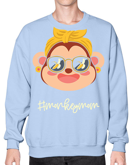 Monkey Mom Banana Glasses 16# - monkey- Sweatshirt - Crew