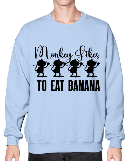 Monkey likes to eat banana  - monkey- Sweatshirt - Crew