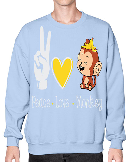Peace Love Monkey 20# - monkey- Sweatshirt - Crew