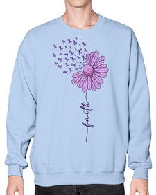Purple Daisy Faith AlzheimerS Awareness 209# - alzheimers- Sweatshirt - Crew