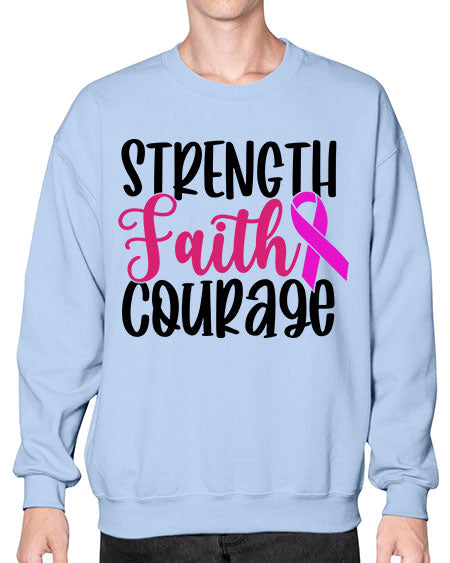Strength Faith Courage 7# - breast cancer- Sweatshirt - Crew