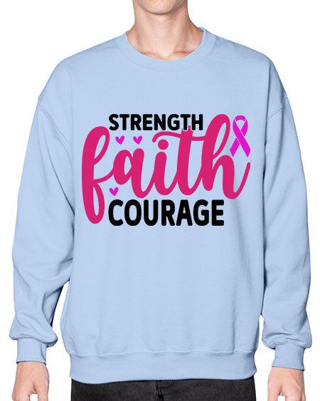 Strength Faith Courage 8# - breast cancer- Sweatshirt - Crew
