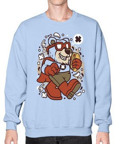 Super bear 236# - cartoon animals- Sweatshirt - Crew
