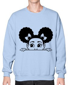afro puffs girl peekaboo 81# - black girls or women- Sweatshirt - Crew