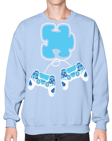 autism awareness gamer puzzle piece 11# - autism- Sweatshirt - Crew