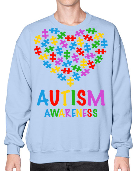 autism awareness heart love puzzle 15# - autism- Sweatshirt - Crew